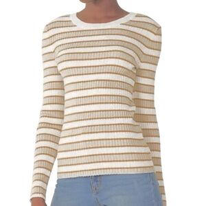 Nine West Ribbed Crewneck Striped Sweater M